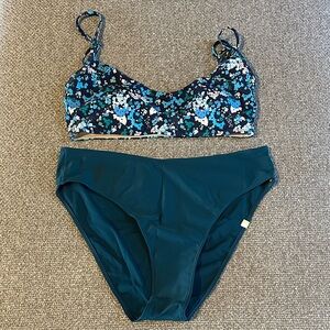 Summersalt Women’s Teal Floral Print Bikini Set - Two-Piece Swimwear